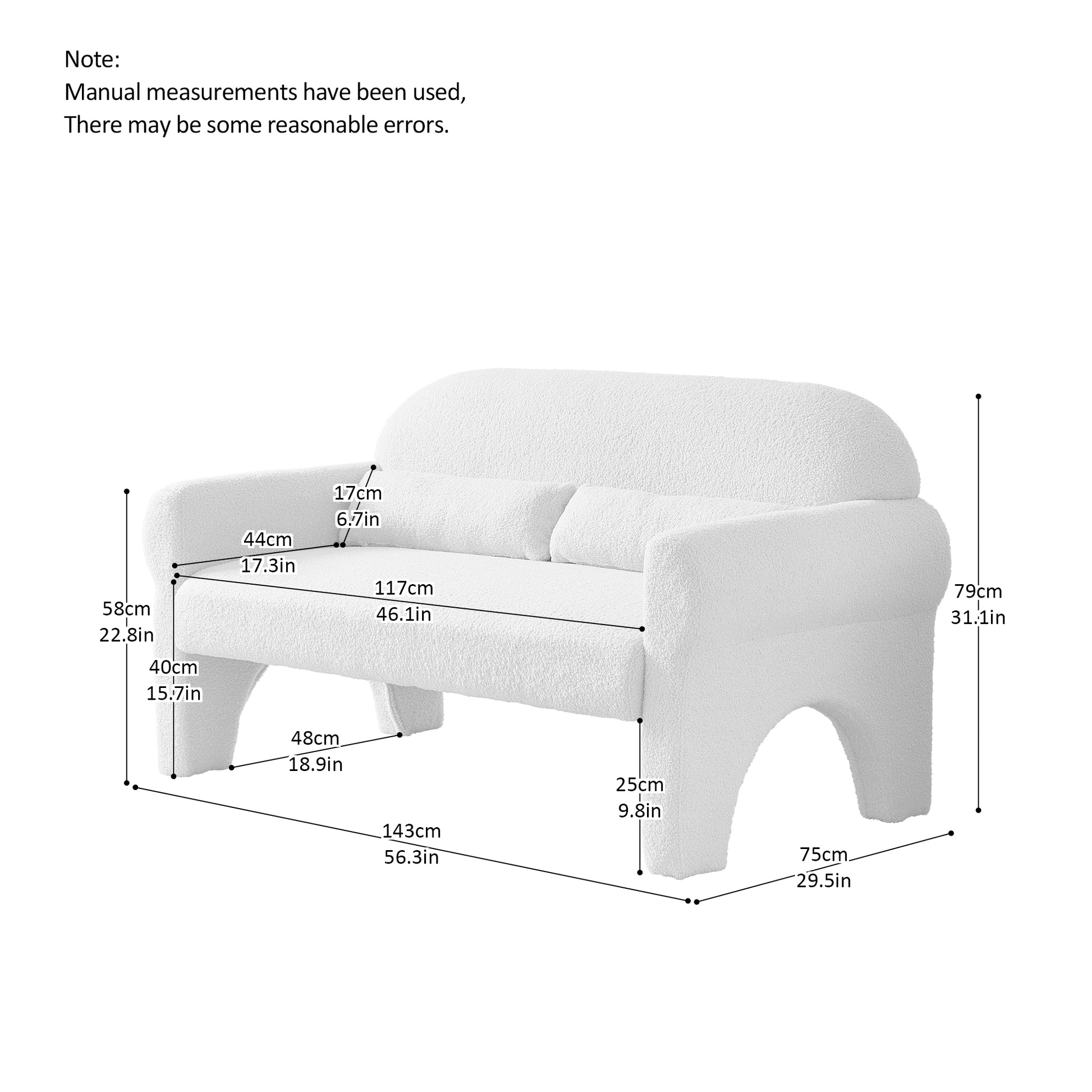 Modern Boucle Seat For Living Room Orange Foam 2 Seat