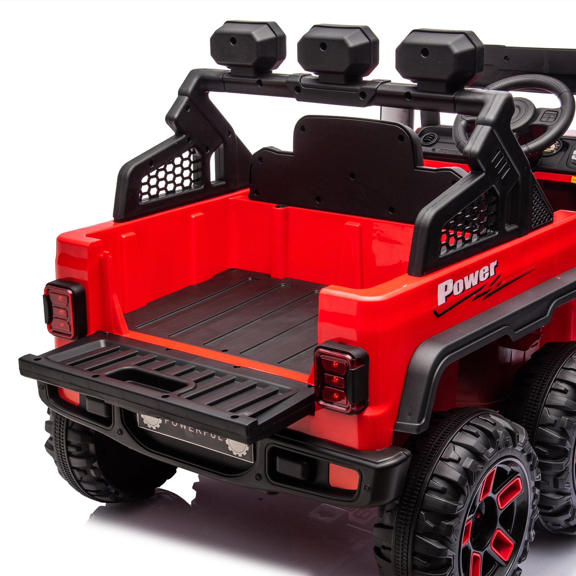 24V Ride On Large Pickup Truck Car For Kids,Ride On 4Wd Toys With Remote Control,Parents Can Assist In Driving,Bluetooth Music Version,Pickup Truck Design With Spacious Storage In The Rear. Red Polyethylene