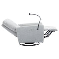 270 Degree Swivel Electric Recliner Home Theater Seating Single Reclining Sofa Rocking Motion Recliner With A Phone Holder For Living Room, Grey Grey Foam Polyester