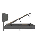 Queen Platform Bed Frame With Pneumatic Hydraulic Function, Velvet Upholstered Bed With Deep Tufted Buttons, Lift Up Storage Bed With Hidden Underbed Oversized Storage, Gray Queen Grey Velvet