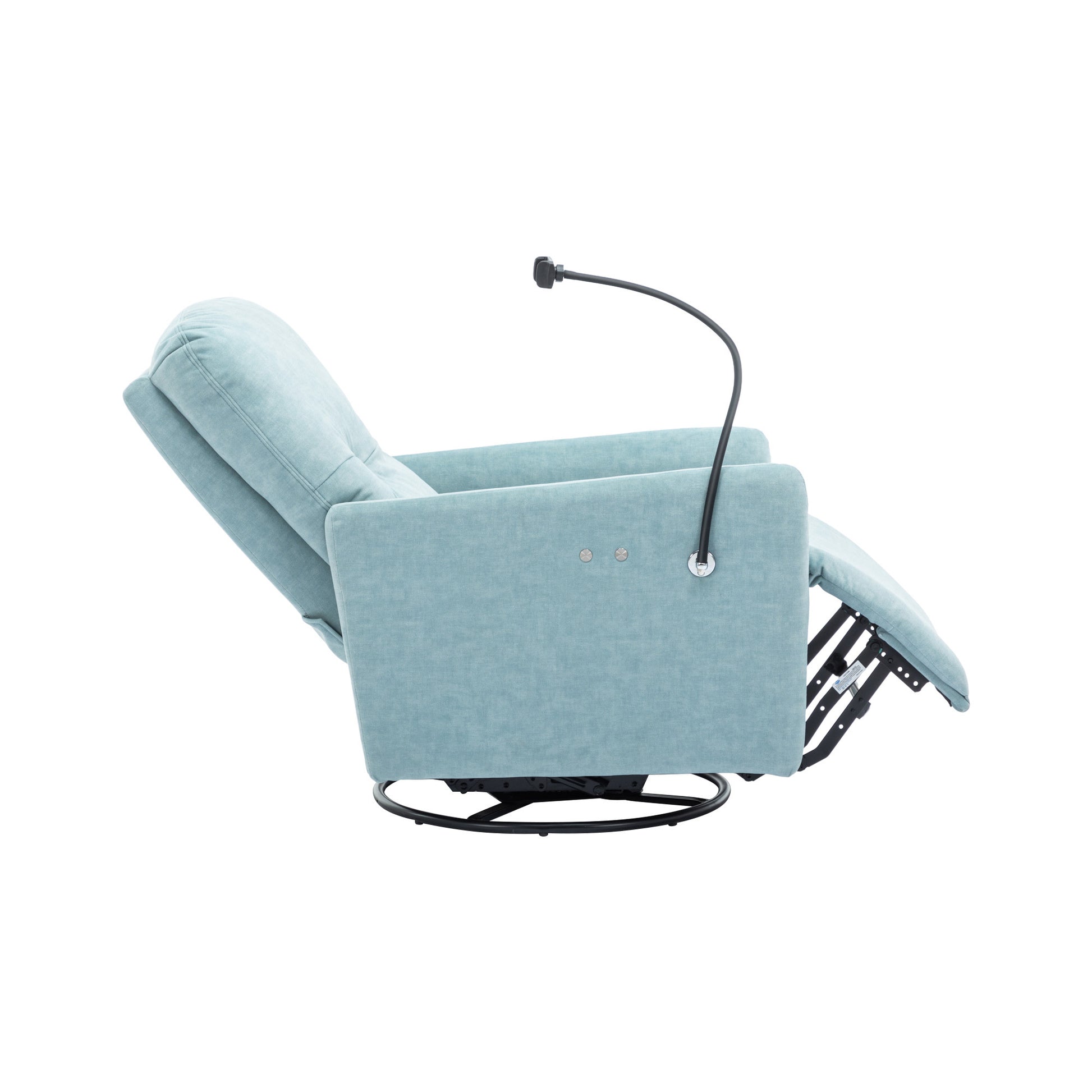 270 Degree Swivel Electric Recliner Home Theater Seating Single Reclining Sofa Rocking Motion Recliner With A Phone Holder For Living Room, Blue Blue Foam Polyester