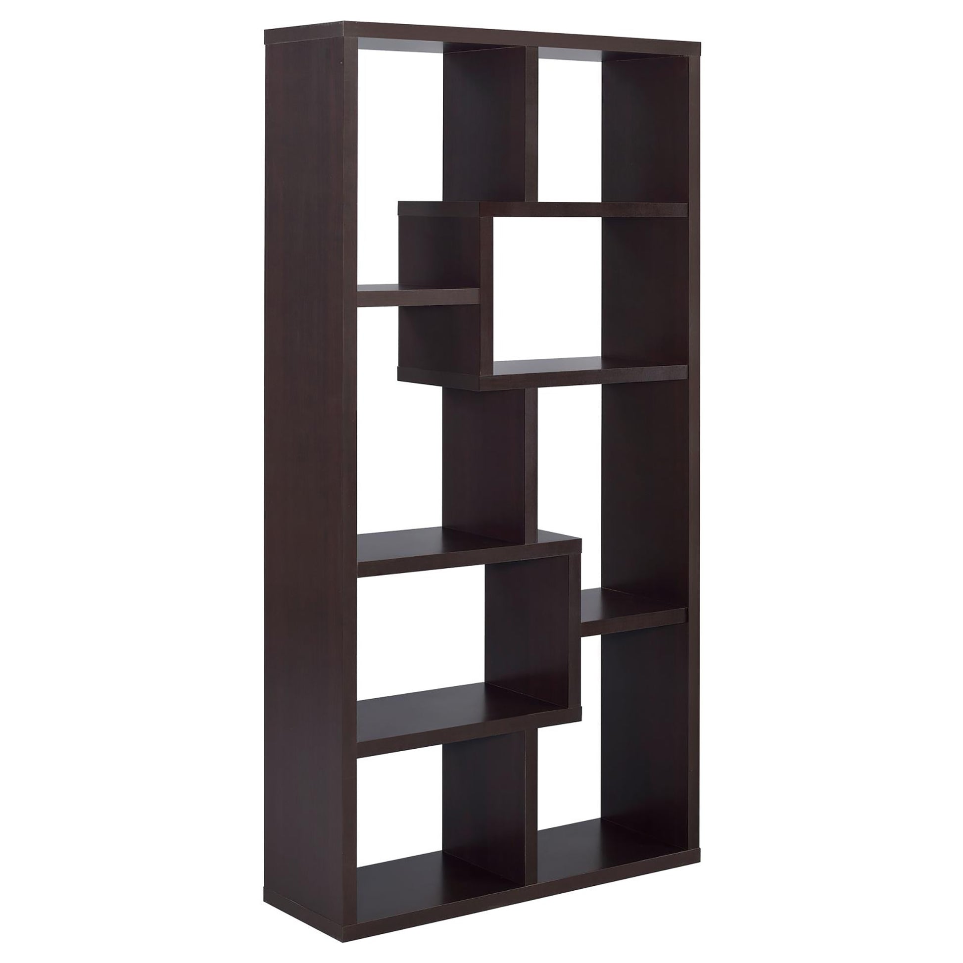 8 Shelf Cappuccino Geometric Bookcase 8 Or More Cappuccino Brown Standard Vertical Office Open Back Wood Transitional Wood