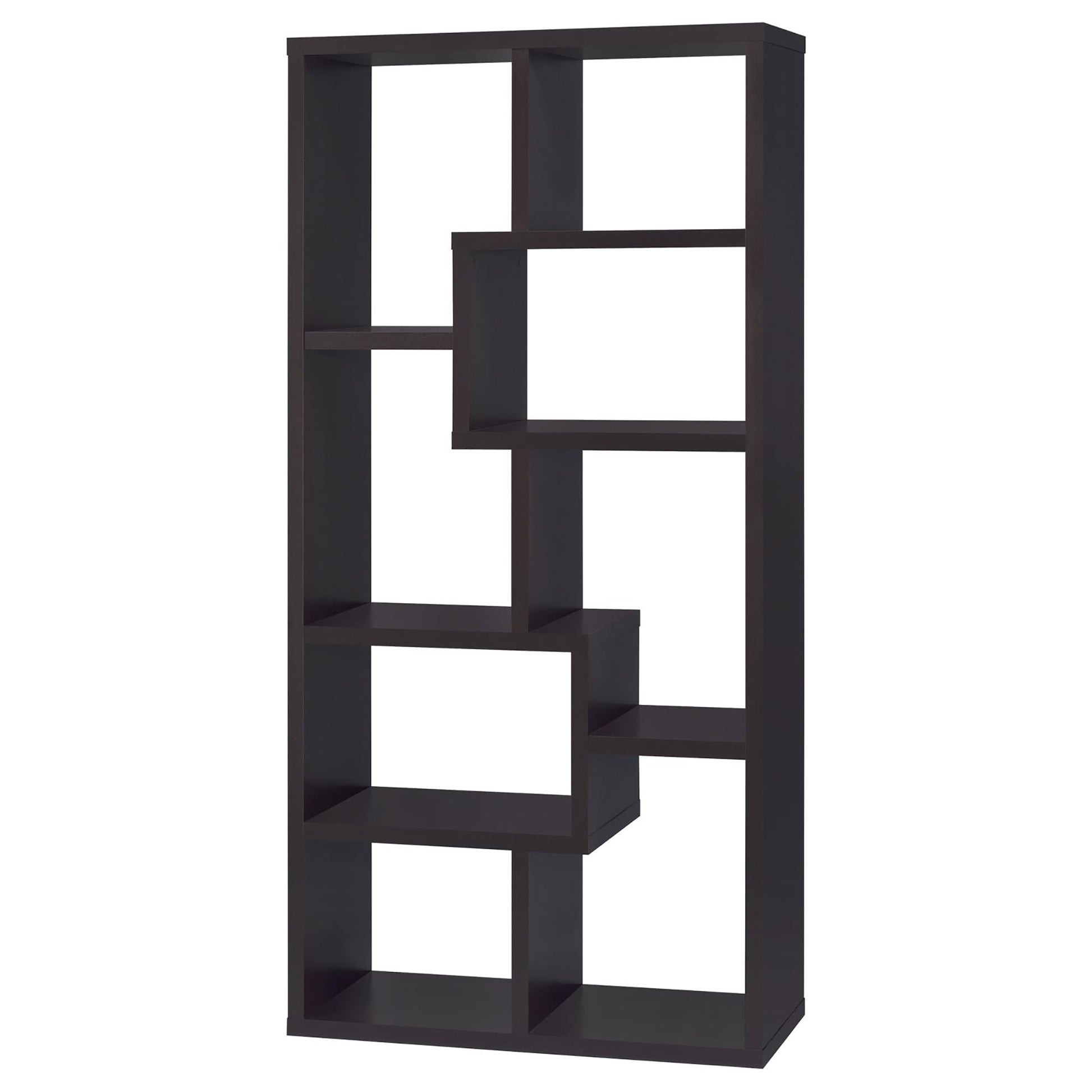 8 Shelf Cappuccino Geometric Bookcase 8 Or More Cappuccino Brown Standard Vertical Office Open Back Wood Transitional Wood