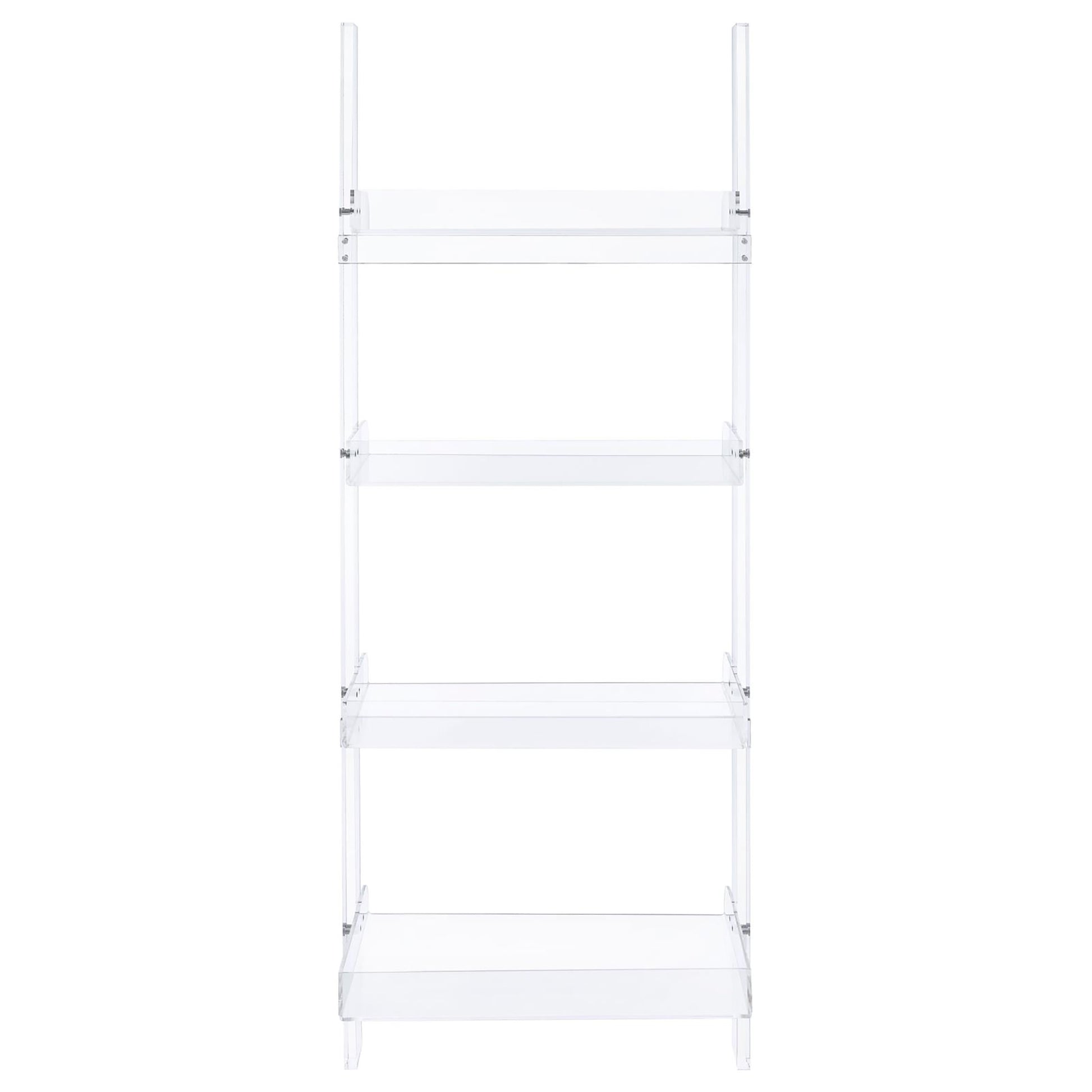 Clear Acrylic Ladder Bookcase 4 Clear Ladder Vertical Office Plastic Open Back Contemporary,Modern Acrylic