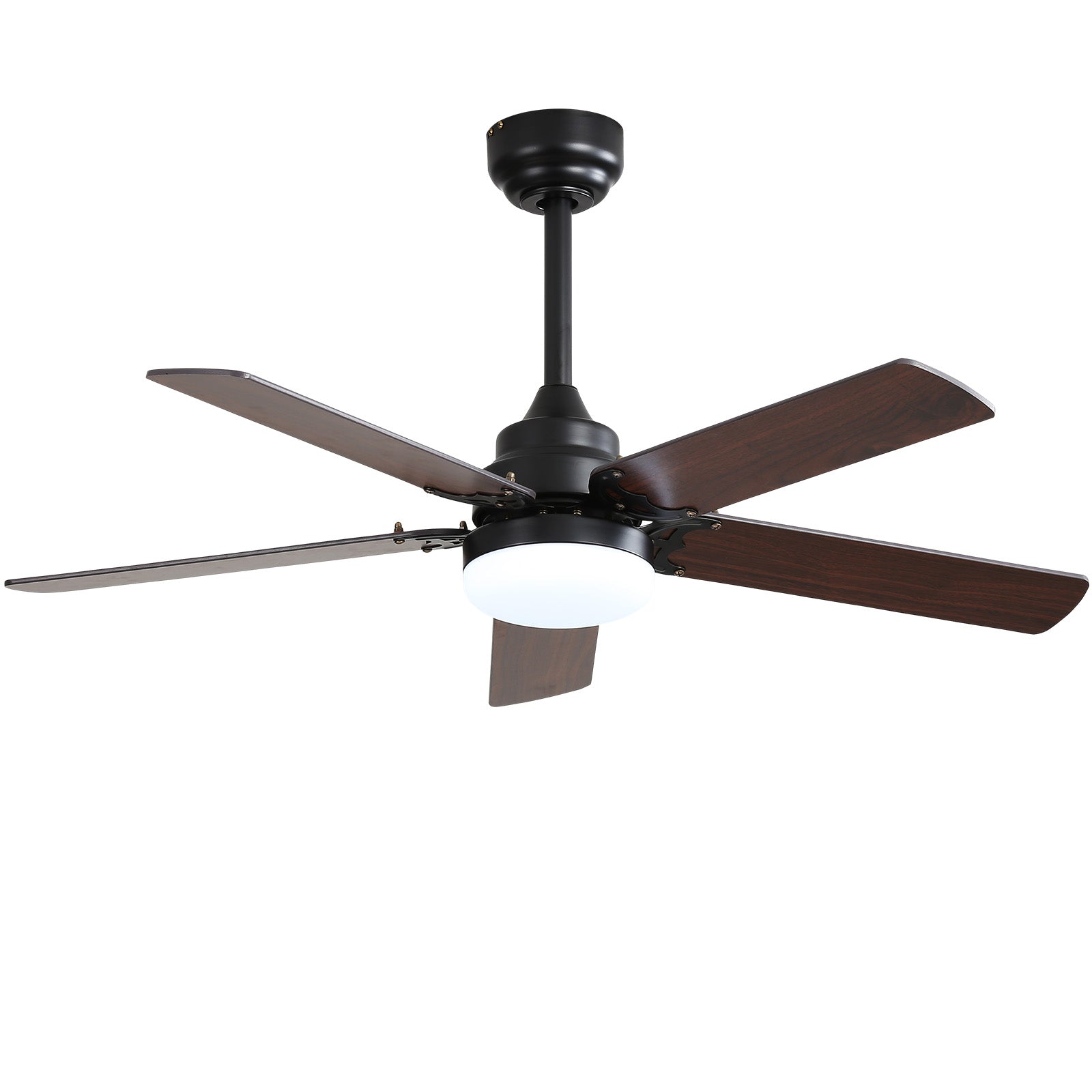 Low Profile 42 Inch Ceiling Fan 5 Blades Noiseless Reversible Dc Motor Remote Control With Led Light Black Mdf