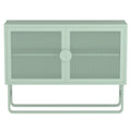 Stylish Tempered Glass Cabinet Credenza With 2 Fluted Glass Doors Adjustable Shelf U Shaped Leg Anti Tip Dust Free Enclosed Cupboard For Kitchen Living Room Light Green Light Green Tempered Glass