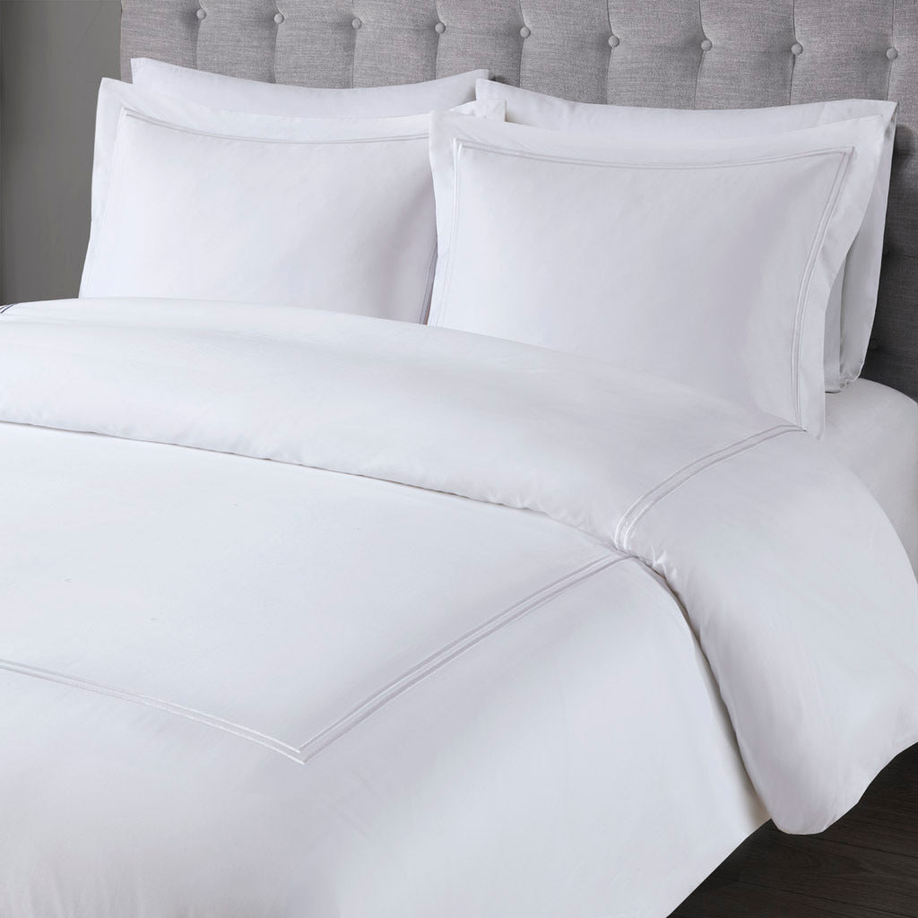 100% Cotton Sateen Embroidered Comforter Set White Cotton