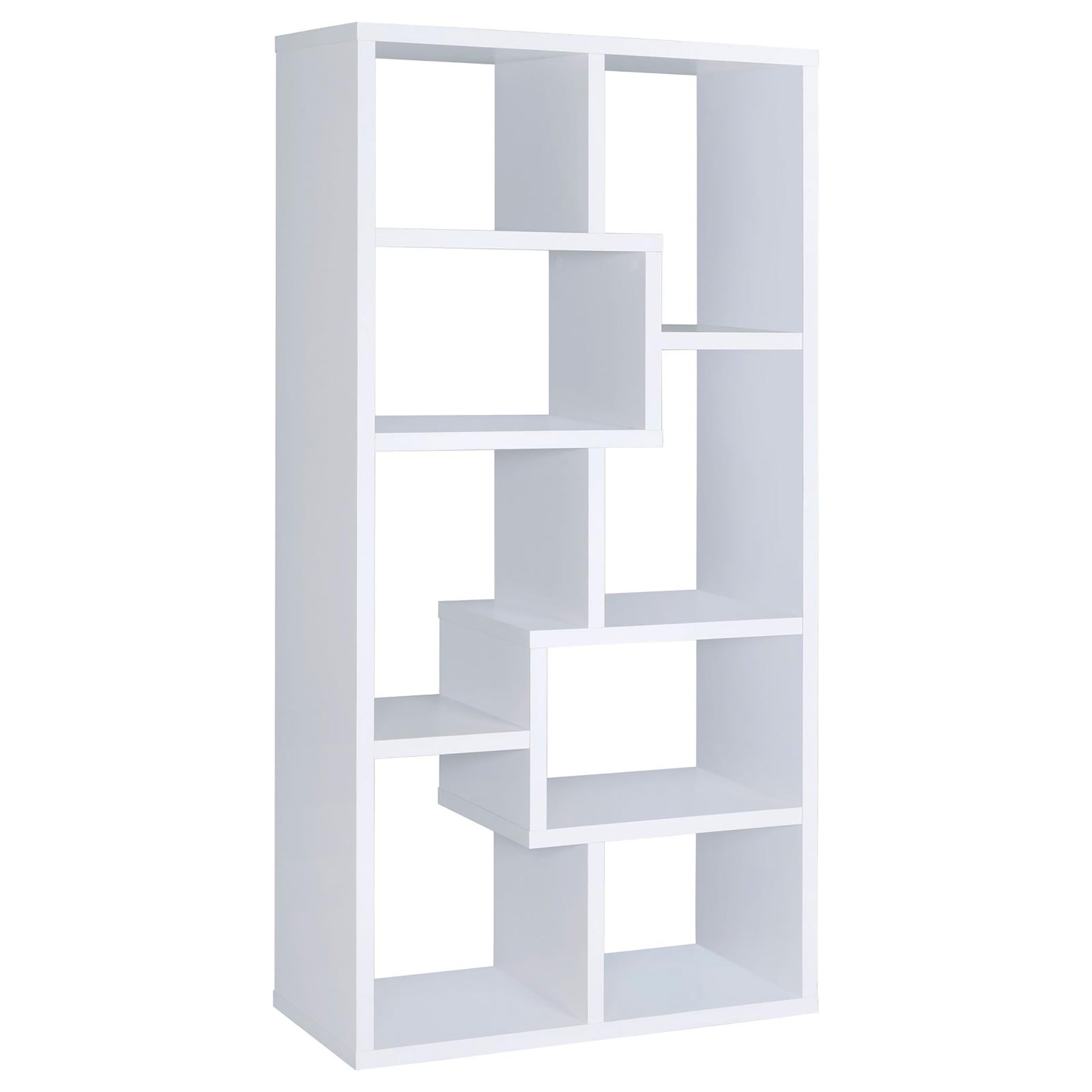 8 Shelf White Geometric Bookcase 8 Or More White White Standard Vertical Office Open Back Wood Transitional Wood