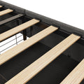 Queen Size Bed Frame With Led, 4 Under Bed Portable Storage Drawers, Wings Headboard Design, Dark Grey Box Spring Not Required Queen Dark Grey Metal Bedroom Bed Frame Upholstered Linen Upholstered