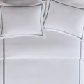 100% Cotton Sateen Embroidered Comforter Set White Navy Cotton