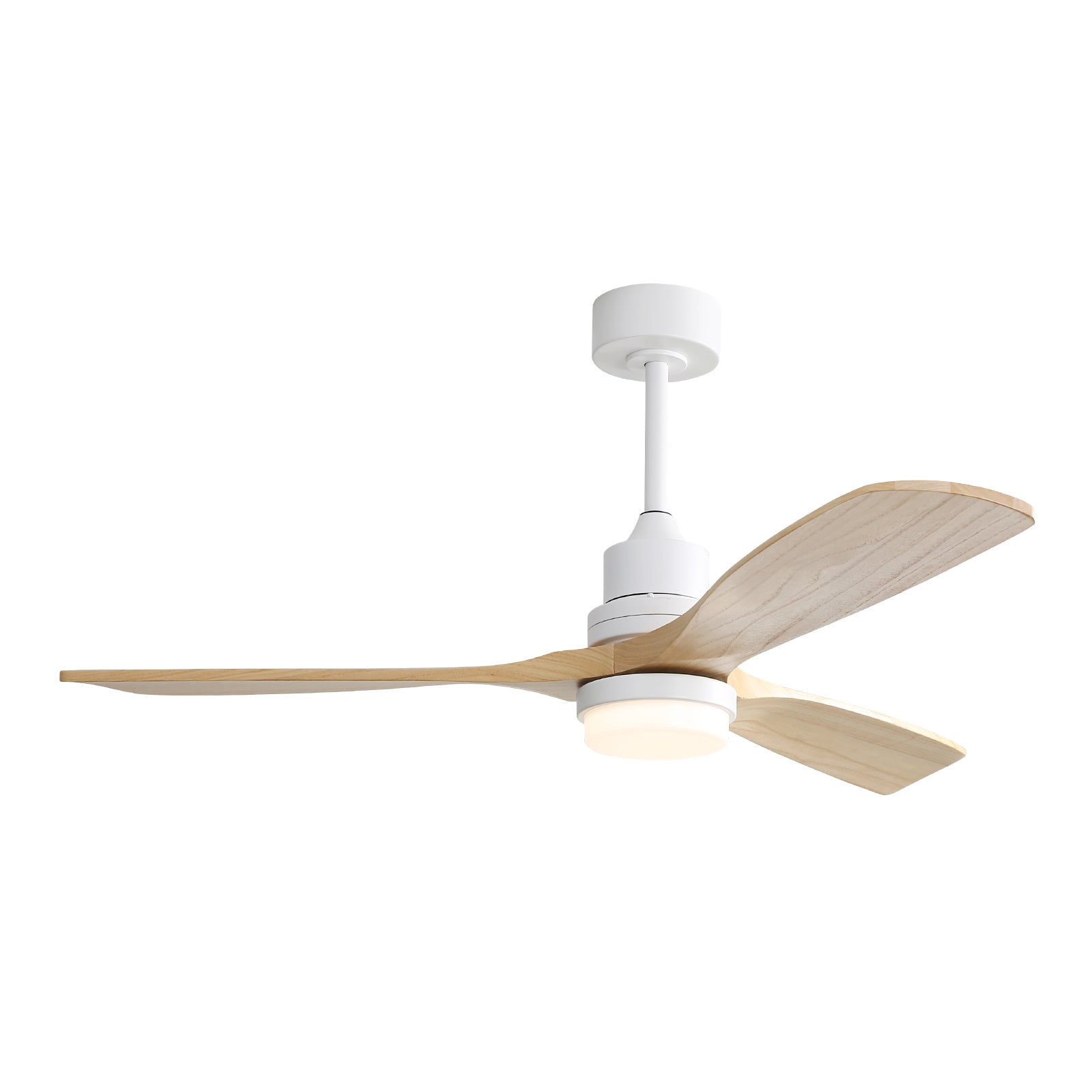 52 Inch Ceiling Fan With Dimmable Led Light 6 Speed Remote 3 Wood Blade Reversible Dc Motor For Bedroom White Metal & Wood