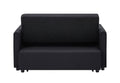 Modern Linen Convertible Loveseat Sleeper Sofa Couch With Adjustable Backrest, 2 Seater Sofa With Pull Out Bed With 2 Lumbar Pillows For Small Living Room & Apartment Black Polyester