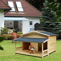 Durable Waterproof Dog Houses For Small Medium Large Dogs Outdoor & Indoor, Wooden Puppy Shelter Large Doghouse With Porch For Winter Wood Solid Wood