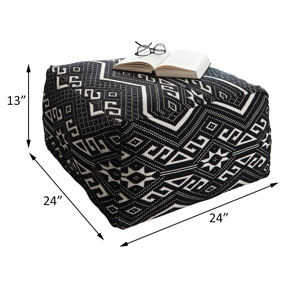 Black And White Square Accent Stool Black Cotton Or Cotton Blend Primary Living Space Square Black Contemporary,Modern Armless Foam Fabric