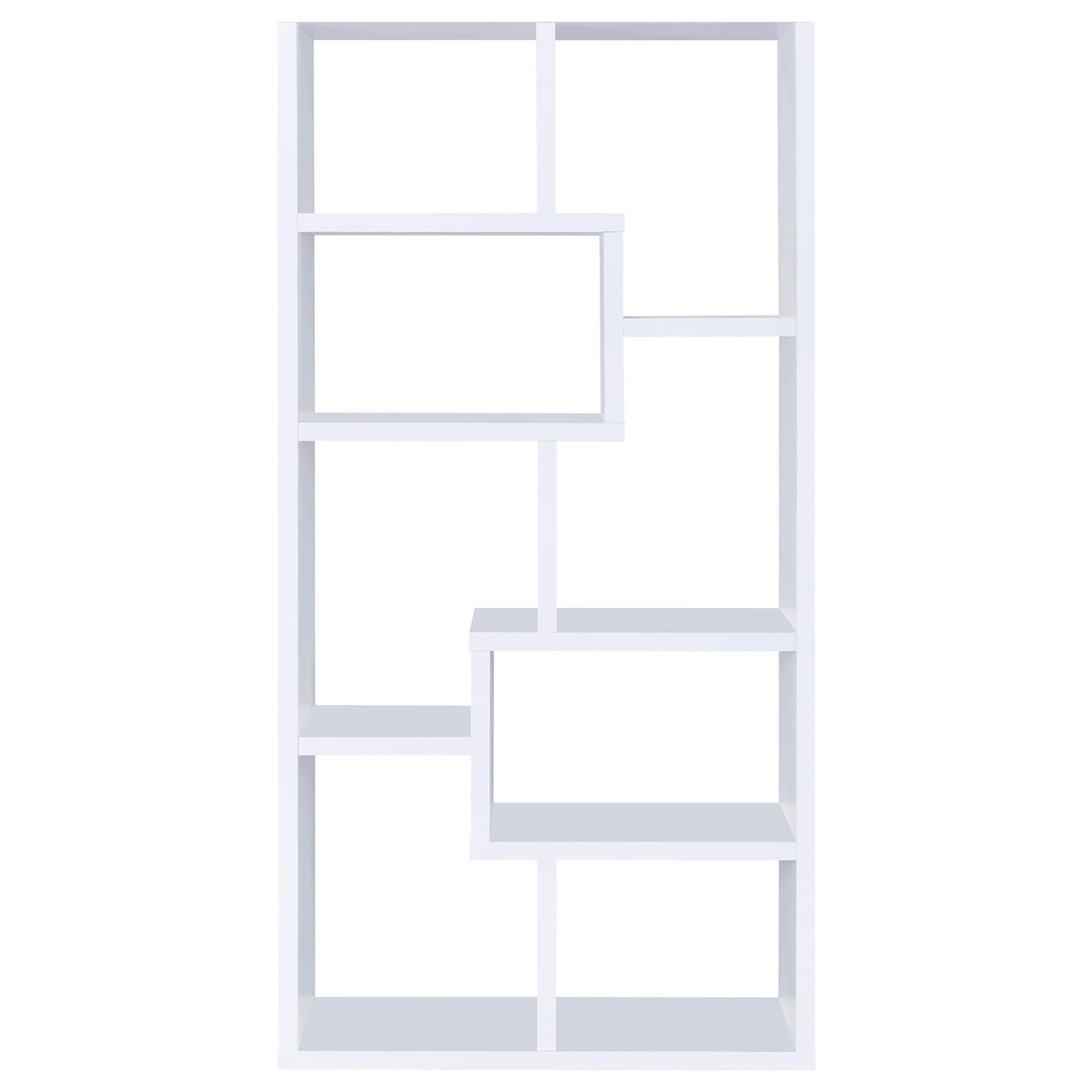 8 Shelf White Geometric Bookcase 8 Or More White White Standard Vertical Office Open Back Wood Transitional Wood