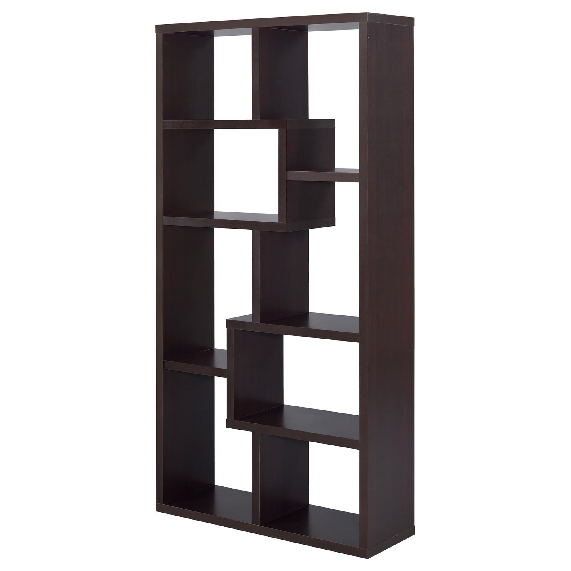 8 Shelf Cappuccino Geometric Bookcase 8 Or More Cappuccino Brown Standard Vertical Office Open Back Wood Transitional Wood