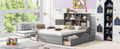 Full Size Platform Bed With Storage Headboard, Charging Station And 4 Drawers, Gray Box Spring Not Required Full Gray Wood Bedroom Bed Frame Solid Wood Mdf