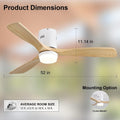 52 Inch Decorative Ceiling Fan With 6 Speed Remote White 3 Solid Wood Blades Reversible Dc Motor For Living Room White Metal & Wood