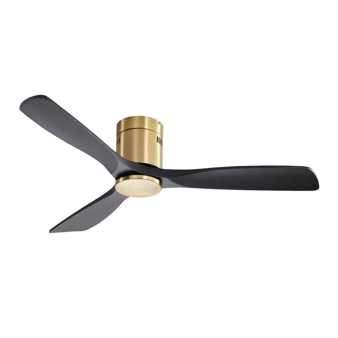 Indoor 52 Inch Ceiling Fan Without Light 3 Solid Wood Fan Blade Noiseless Reversible Dc Motor Remote Control For Living Room Gold Metal & Wood