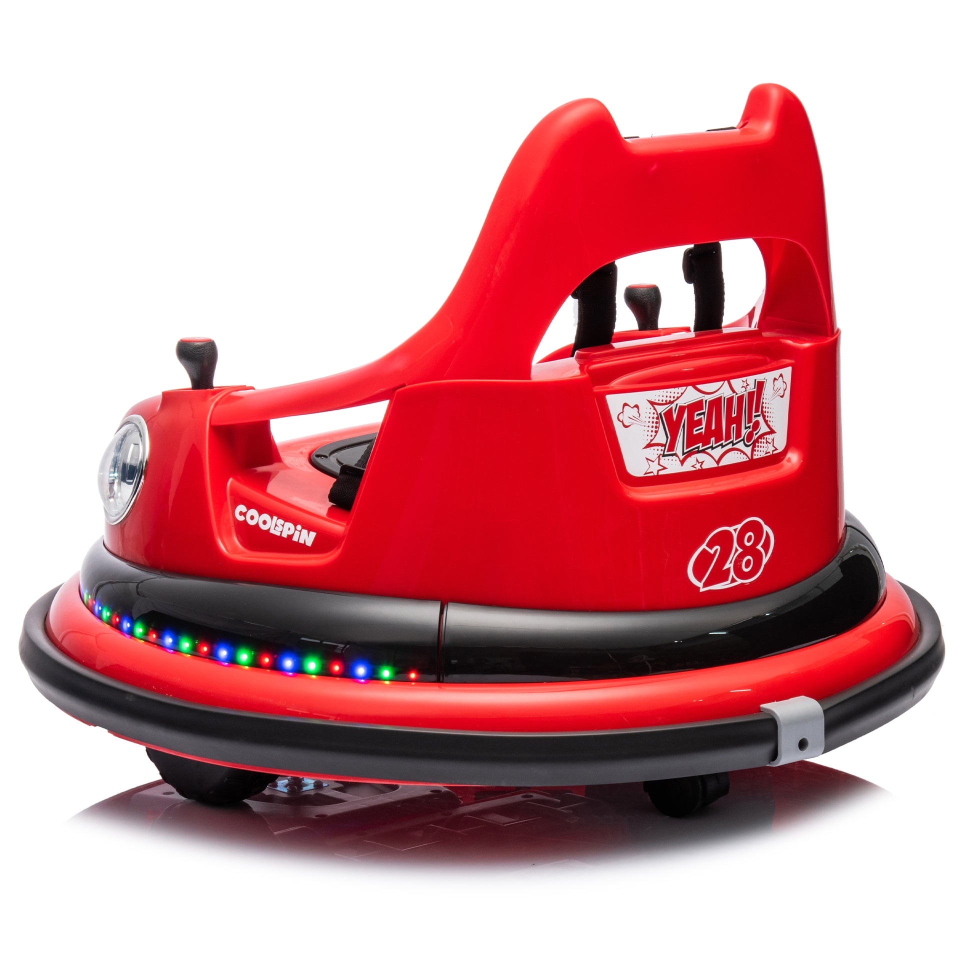 12V Ride On Bumper Car For Kids,Electric Car For Kids,1.5 5 Years Old,W Remote Control, Led Lights, Bluetooth & 360 Degree Spin, Vehicle Body With Anti Collision Padding Five Point Safety Belt,2Wd Red Polypropylene