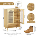 Shoe Storage Cabinet With Adjustable Plates Glass Doors Natural Mdf