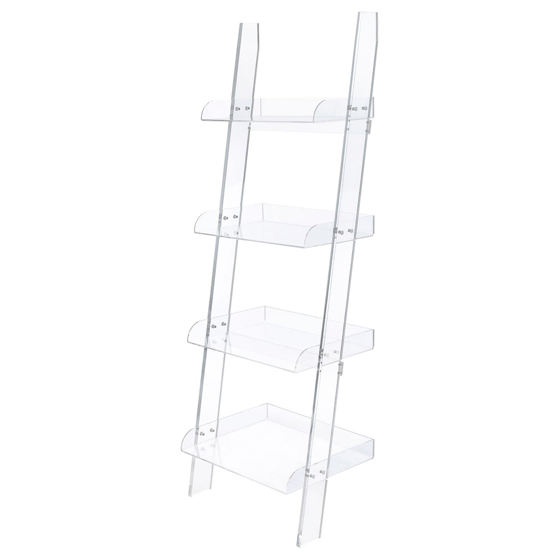 Clear Acrylic Ladder Bookcase 4 Clear Ladder Vertical Office Plastic Open Back Contemporary,Modern Acrylic