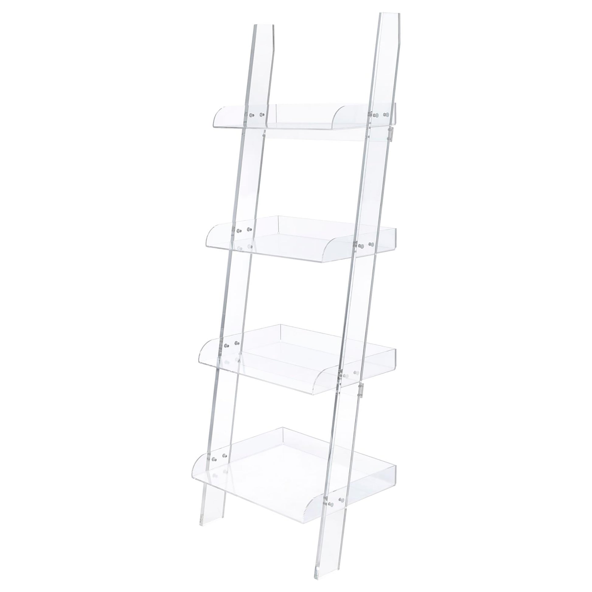 Clear Acrylic Ladder Bookcase 4 Clear Ladder Vertical Office Plastic Open Back Contemporary,Modern Acrylic