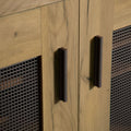 Golden Oak And Black Mesh Door Accent Cabinet Standard 5 Or More Shelves Oak Brown Light Brown Primary Living Space Adjustable Shelves Farmhouse,Rustic Wood