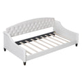 Modern Luxury Tufted Button Daybed,Twin,Beige Box Spring Not Required Twin Beige Wood Velvet Upholstered