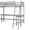 Wood Twin Size L Shaped Loft Bed With Ladder And 2 Built In L Shaped Desks, Gray Box Spring Not Required Twin White Wood Bedroom Solid Wood Mdf