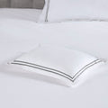 100% Cotton Sateen Embroidered Comforter Set Grey White Cotton