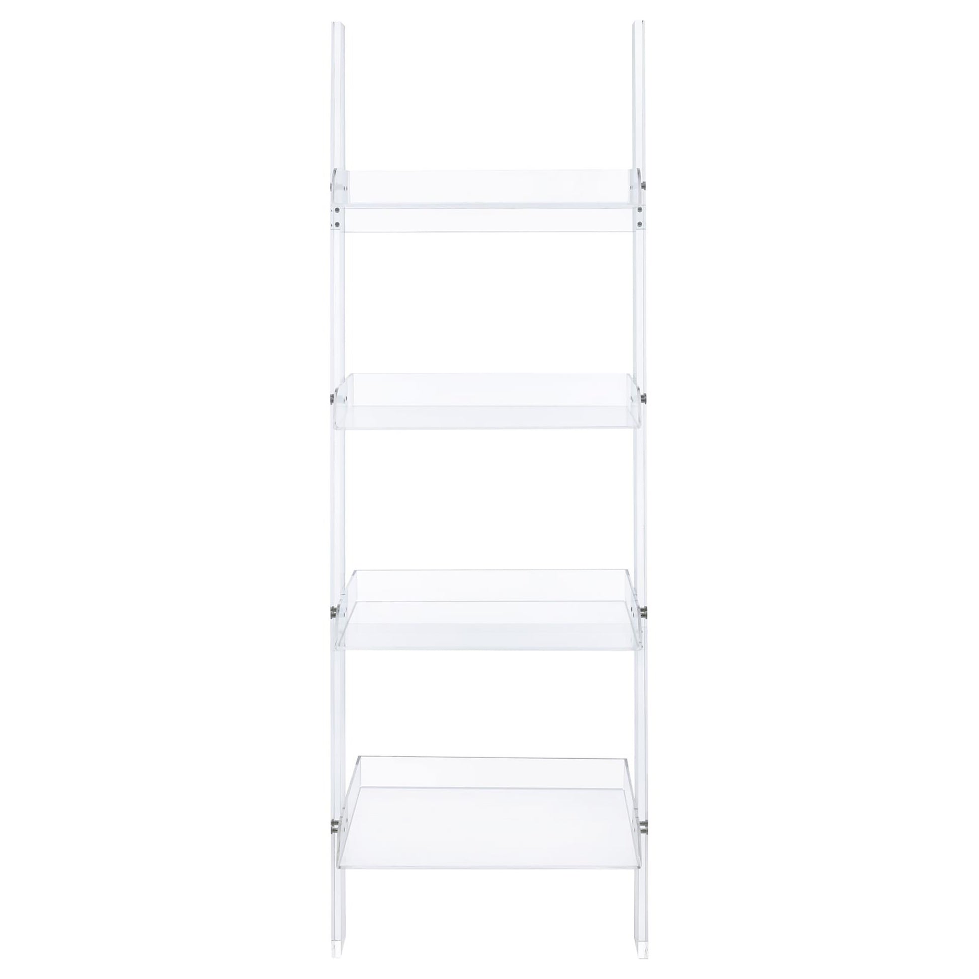 Clear Acrylic Ladder Bookcase 4 Clear Ladder Vertical Office Plastic Open Back Contemporary,Modern Acrylic