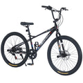 Freestyle Kids Bike Double Disc Brakes 26 Inch Children'S Bicycle For Boys Girls Age 12 Years Cycling Black Garden & Outdoor Carbon Steel