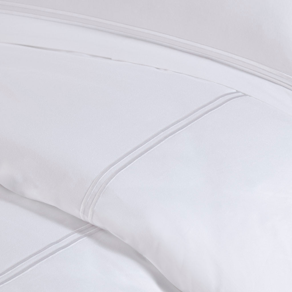 100% Cotton Sateen Embroidered Comforter Set White Cotton