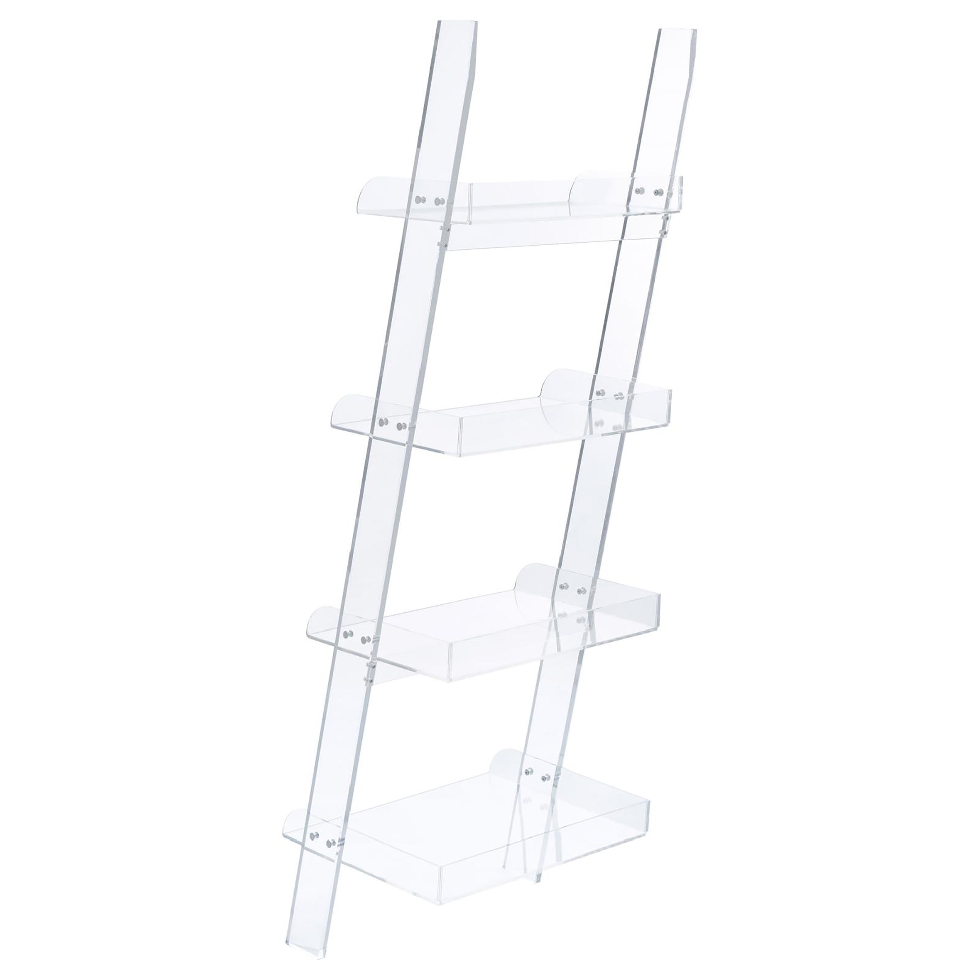 Clear Acrylic Ladder Bookcase 4 Clear Ladder Vertical Office Plastic Open Back Contemporary,Modern Acrylic