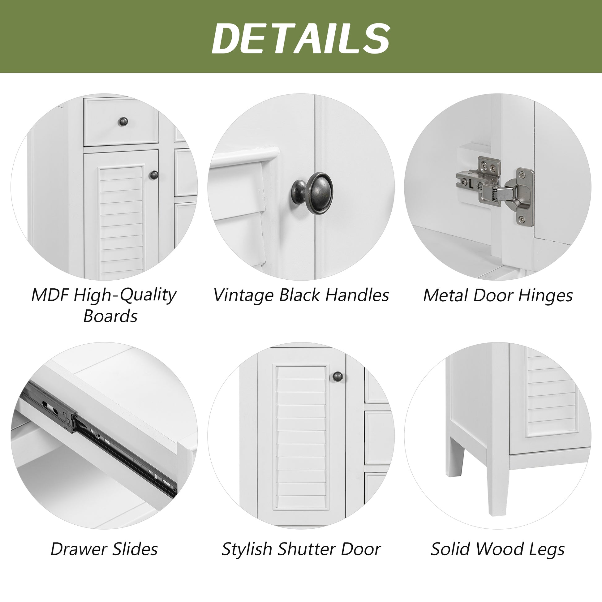 36" Bathroom Vanity With Ceramic Basin, Two Cabinets And Five Drawers, Solid Wood Frame, White Old Sku: Sy999202Aak 1 White Solid Wood Mdf
