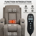 Infinite Position Single Motor Up To 350 Lbs Power Lift Recliner Chair For Elderly, Heavy Duty Motion Mechanism With 8 Point Vibration Massage And Lumbar Heating, Usb Charging Port, Cup Holders, Brown White Metal Primary Living Space Heavy Duty Pine