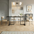 Carbon Steel Dining Table With Lauren Black Gold Stone Surface Supports Up To 64 Kg Excluding Chairs Black Gold Carbon Steel