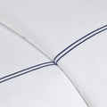 100% Cotton Sateen Embroidered Comforter Set White Navy Cotton