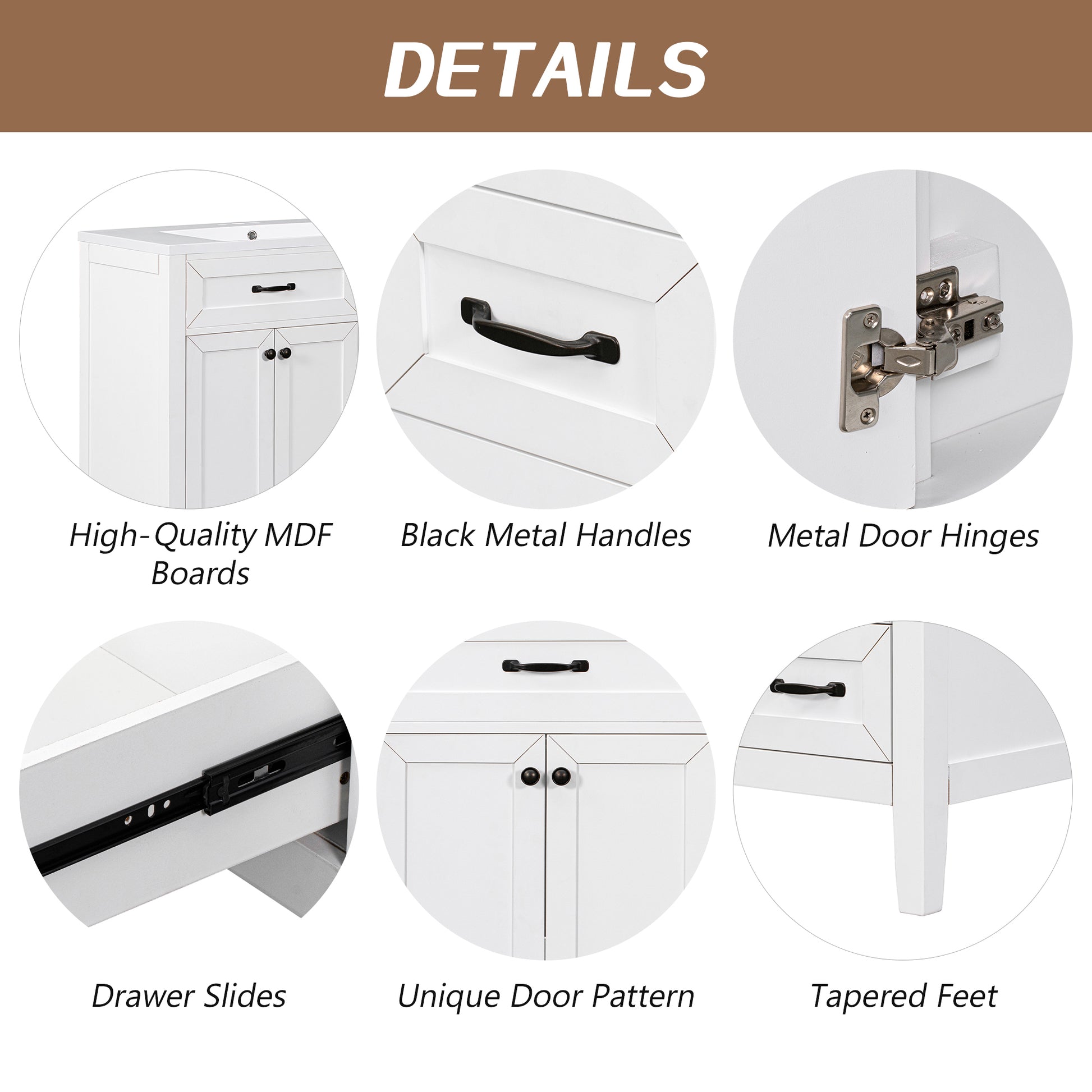 36" Bathroom Vanity Without Sink, Cabinet Base Only, Bathroom Cabinet With Drawers, Solid Frame And Mdf Board, White White Solid Wood Mdf