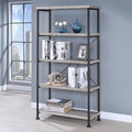 Grey Driftwood 4 Shelf Bookcase 4 Grey Gray Standard Horizontal Office Wood Open Back Farmhouse,Rustic Wood