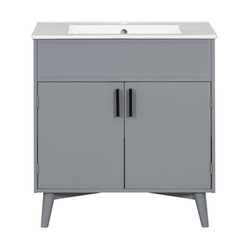 Bathroom Vanity Set, Combo Cabinet, Bathroom Storage Cabinet Gray Solid Wood