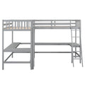 Wood Twin Size L Shaped Loft Bed With Ladder And 2 Built In L Shaped Desks, Gray Box Spring Not Required Twin White Wood Bedroom Solid Wood Mdf