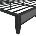 Queen Size Bed Frame With Charging Station, Upholstered Headboard, Metal Platform, Grey Box Spring Not Required Queen Dark Gray Metal Bedroom Bed Frame Upholstered Linen Metal