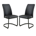 Contemporary Dark Gray Set Of 2Pc Side Chairs Kitchen Dining Room Metal U Shaped Basepadded Cushions Parsons Style Chair Black Gray Dining Room Contemporary,Modern Dining Chairs Solid Back Wood Metal