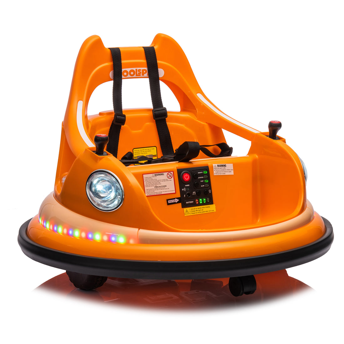 12V Ride On Bumper Car For Kids,Electric Car For Kids,1.5 5 Years Old,W Remote Control, Led Lights, Bluetooth & 360 Degree Spin, Vehicle Body With Anti Collision Paddingfive Point Safety Belt,2Wd Orange Polyethylene