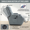 Infinite Position Single Motor Up To 350 Lbs Power Lift Recliner Chair For Elderly, Heavy Duty Motion Mechanism With 8 Point Vibration Massage And Lumbar Heating, Usb Charging Port, Cup Holders, Grey White Metal Primary Living Space Heavy Duty Pine Grey