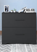 2 Drawer Lateral Filing Cabinet,Storage Filing Cabinet For Home Office, Black Black Particle Board