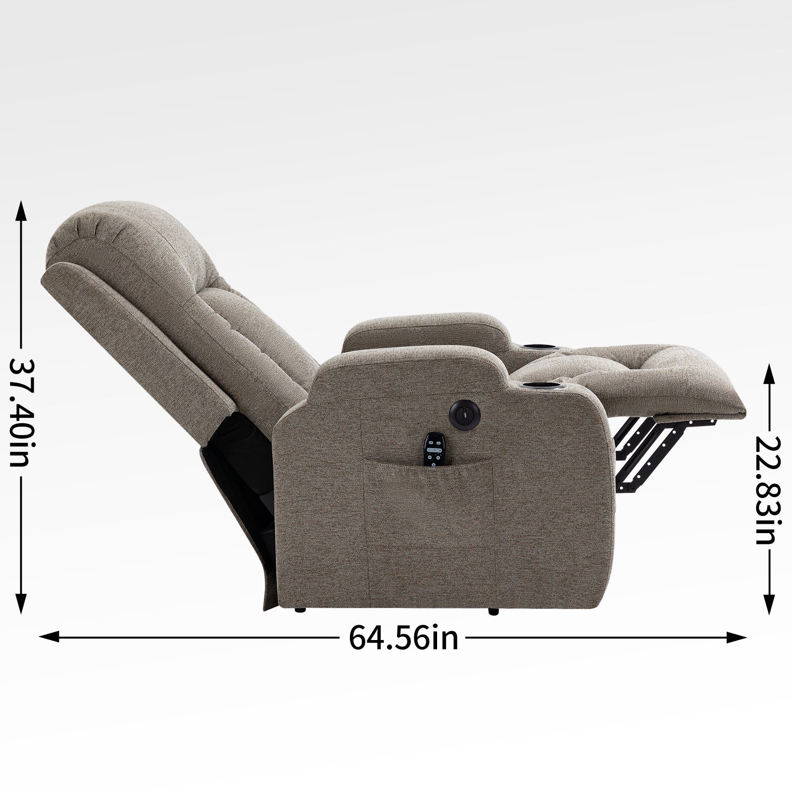 Infinite Position Single Motor Up To 350 Lbs Power Lift Recliner Chair For Elderly, Heavy Duty Motion Mechanism With 8 Point Vibration Massage And Lumbar Heating, Usb Charging Port, Cup Holders, Brown White Metal Primary Living Space Heavy Duty Pine