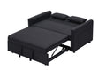 Modern Linen Convertible Loveseat Sleeper Sofa Couch With Adjustable Backrest, 2 Seater Sofa With Pull Out Bed With 2 Lumbar Pillows For Small Living Room & Apartment Black Polyester